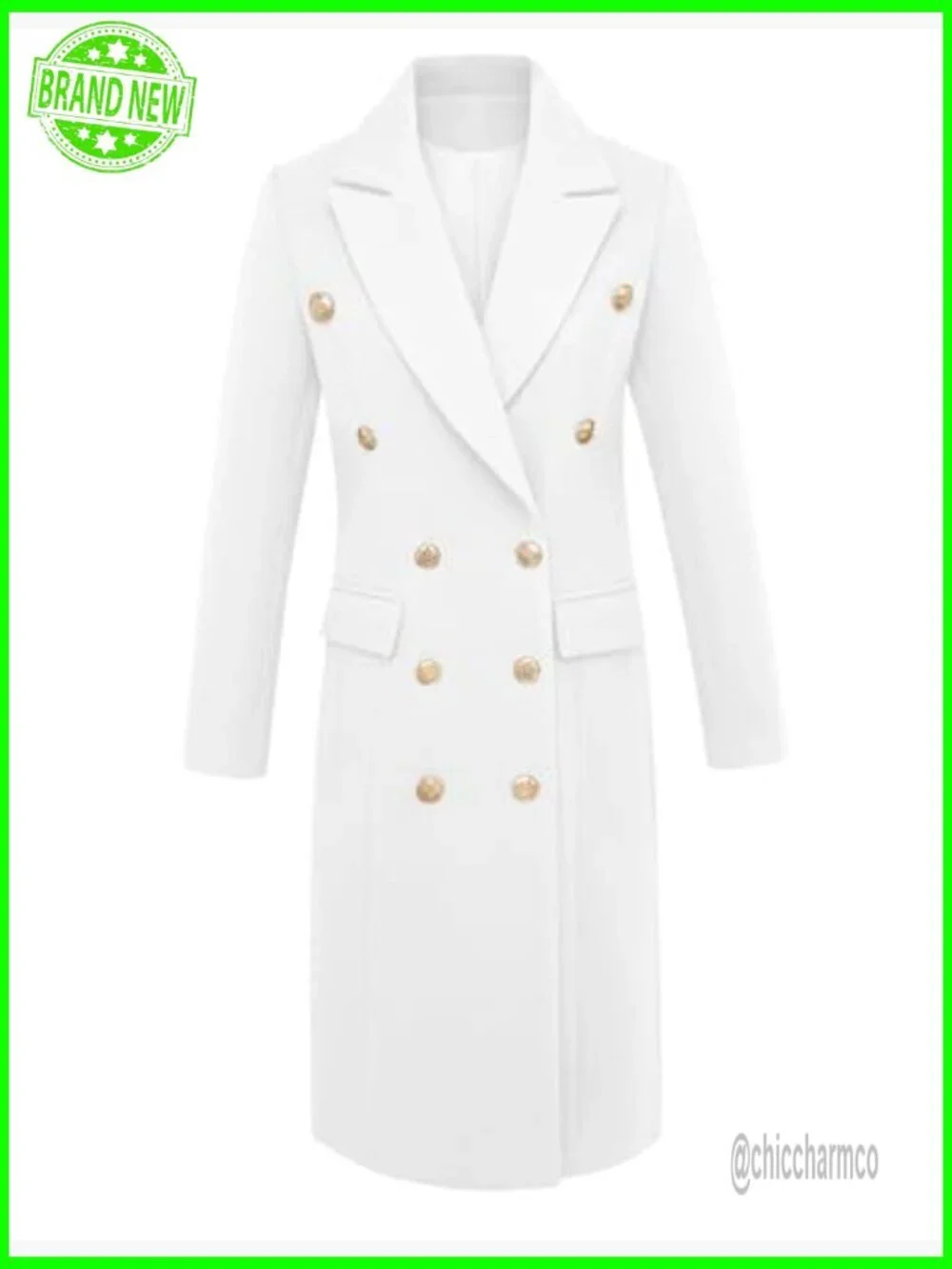 Double Breasted Long Wool Blend Trench Coat Peacoat